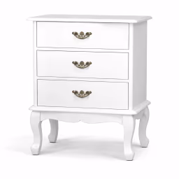 White Three Draw Table